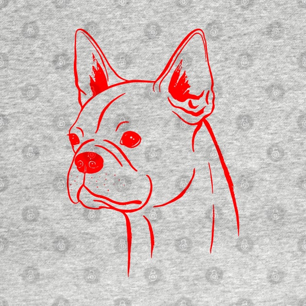 Boston Terrier (Light Gray and Red) by illucalliart